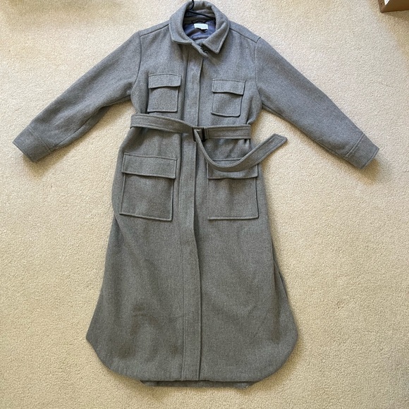 Topshop longline belted utility coat in gray size US 4 - Picture 5 of 12